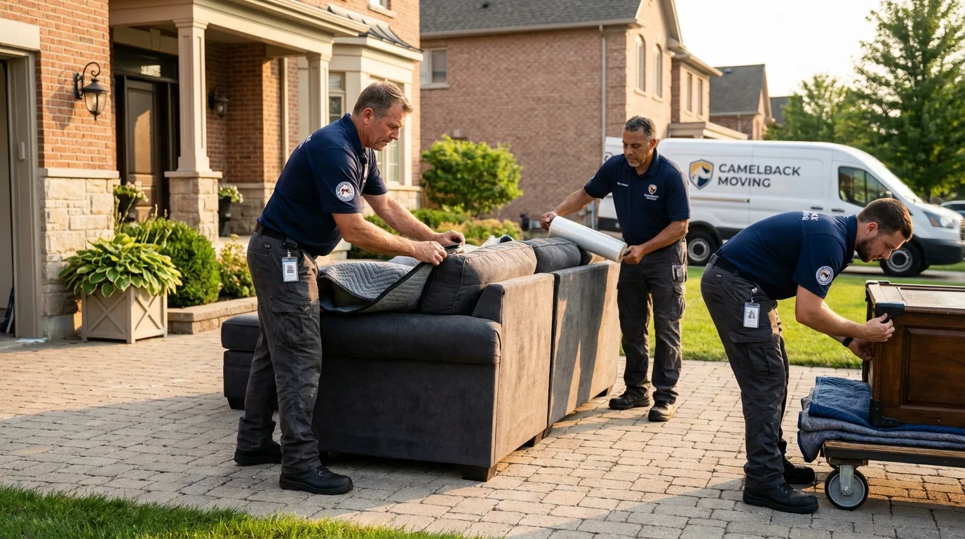 Large estate moving crew wrapping furniture in Shepherd, MI